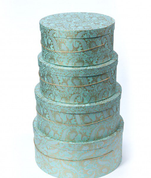 Handmade hat box teal splendour are elegant, handmade and eco friendly.