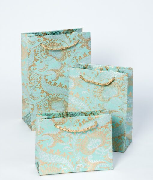 Gift bags teal splendour are handmade eco friendly and sustainable.