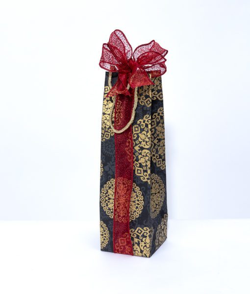 Gift bag black medallion is rich, elegant handmade and eco friendly too.