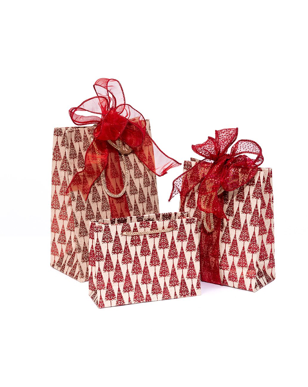 red glitter gift bags