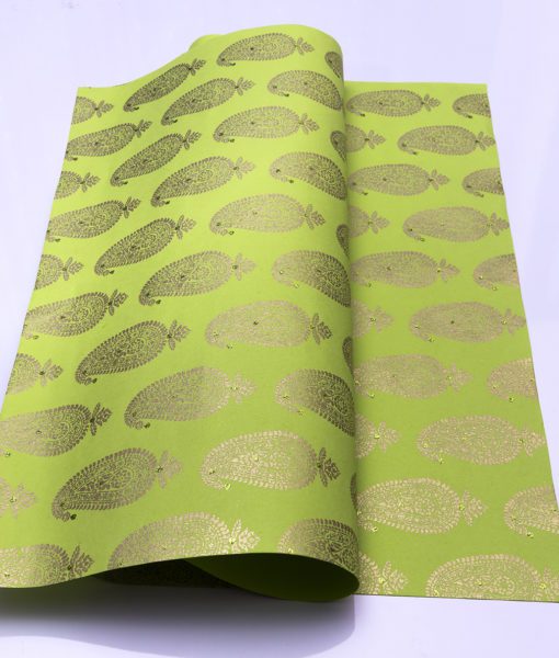 Wrapping paper green Paisley Motif is smart, eco friendly and sustainable.