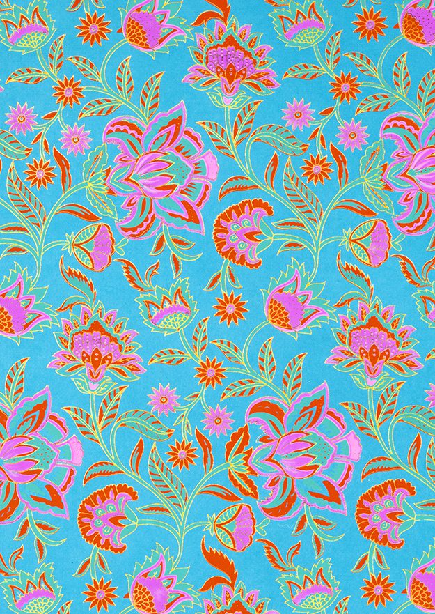 Wrapping Paper turquoise floral twist is vibrant, eco friendly ...
