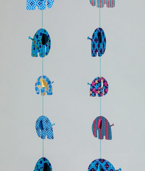 Elephant paper mobiles are handmade, eco friendly and ever so colourful .
