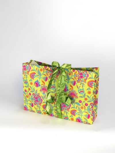 Gift Bag green floral twist is vibrant, luxurious, sustainable and eco friendly.
