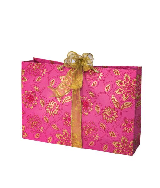 Handmade gift bag pink dahlia is fun, playful & available in vibrant colours.
