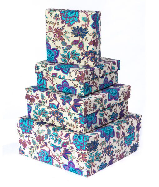 Handmade gift box blue foral is colourful and appeals to all customers.