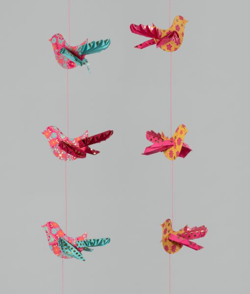 Bird paper mobile with beautiful origami wings is colourful and Eco friendly.