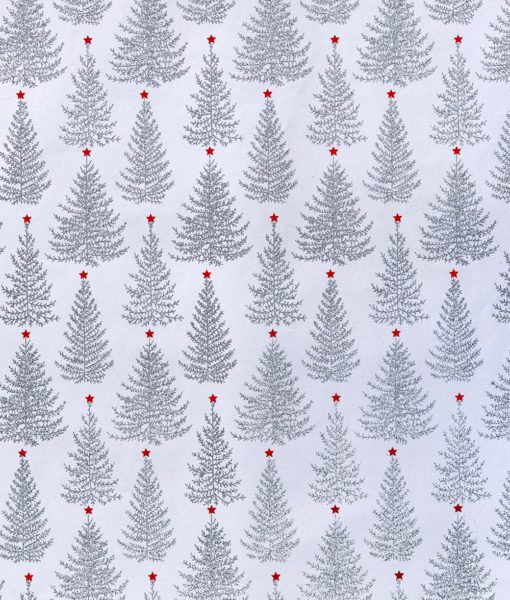 Wrapping paper white/silver glitter tree is smart, traditional and eco friendly.