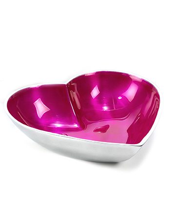 Recycled aluminium heart dish pink is elegant and a delight to use or gift.