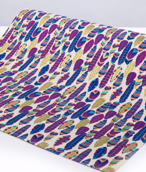 handmade wrapping paper purple feather print is a rich and intricate design