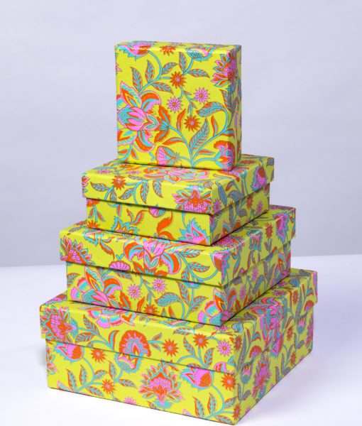Gift box green floral twist is colourful, handmade and eco friendly.