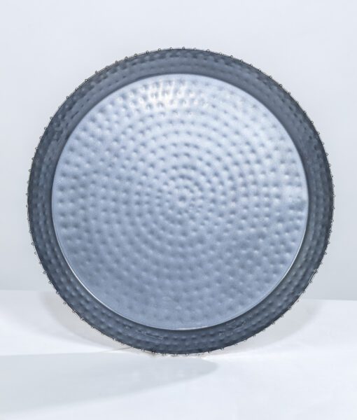 This grey enamel platter with beaded edge is the essence of fine dinning.