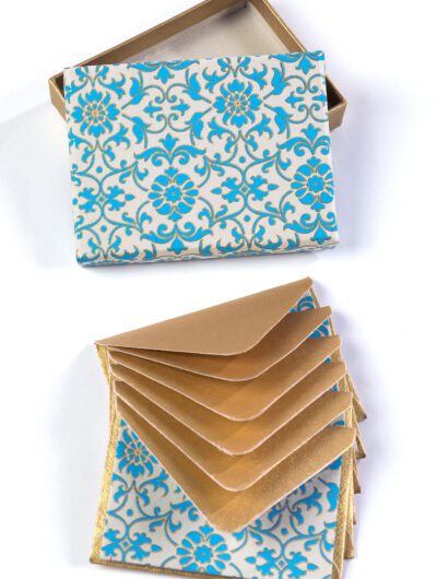 Note card blue florentine is smart, elegant & made from eco friendly paper.