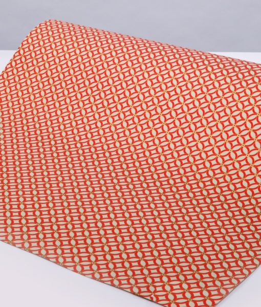 Handmade gift wrap orange trellis is a simple and elegant geometric print,