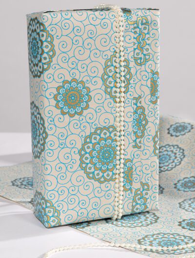 Wrapping paper Turquoise Rangoli print is eco friendly & luxurious