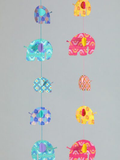 Elephant paper mobiles are handmade, eco friendly and ever so colourful.