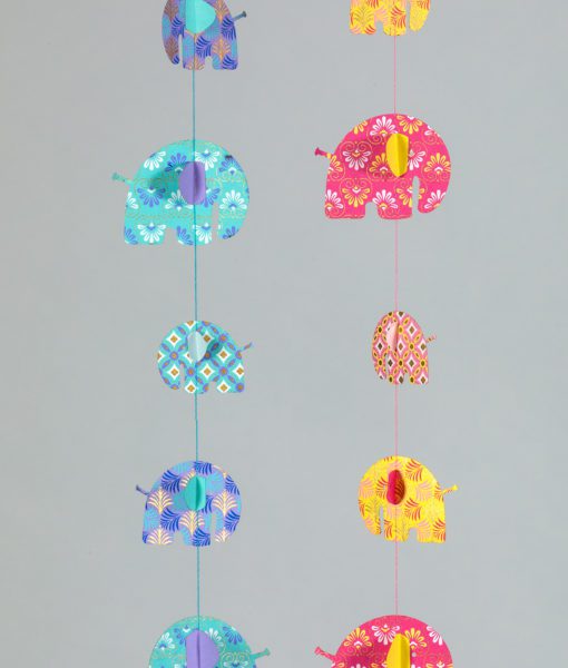 Elephant paper mobiles are handmade, eco friendly and ever so colourful.