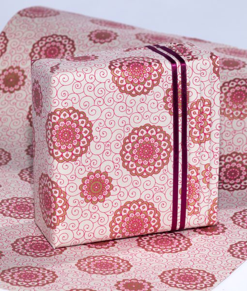 Wrapping paper Pink Rangoli print is eco friendly, luxurious and colourful.