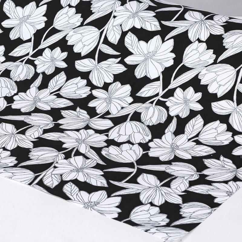 Modern Elegant Black White and Gold Floral Pattern Wrapping Paper by  BlackStrawberry