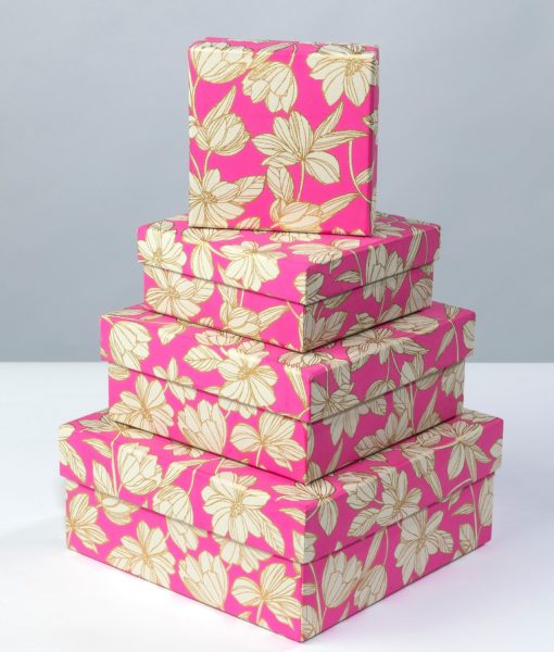 Gift box pink bold floral is bright, cheerful, handmade and eco friendly.