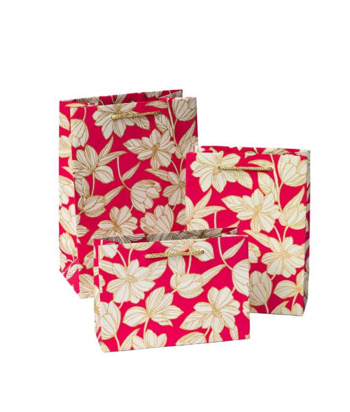 Handmade gift bags orange bold floral is eco friendly, smart and beautiful.