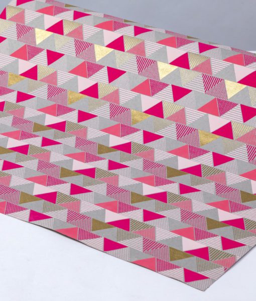 Handmade gift wrap pink triangle is a smart striking, and elegant gift wrap.