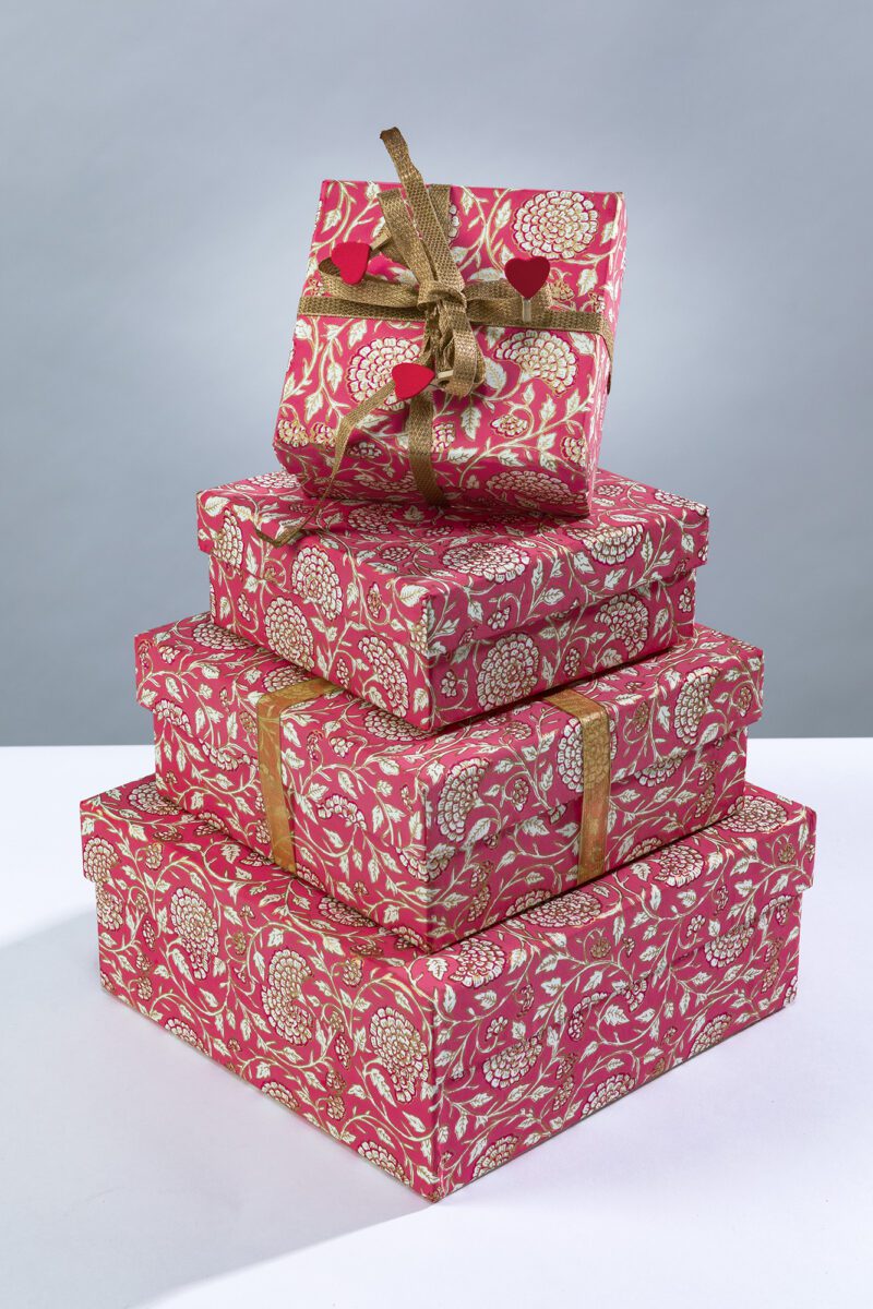 Handmade Gift box pink Jaipur floral is smart, elegant and eco friendly.